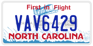 VAV6429 license plate in North Carolina