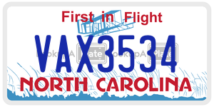 VAX3534 license plate in North Carolina
