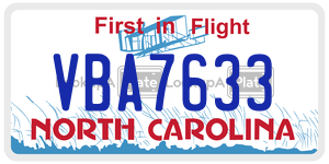 VBA7633 license plate in North Carolina