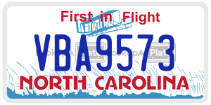 VBA9573  license plate in NC