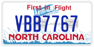 VBB7767 license plate in North Carolina