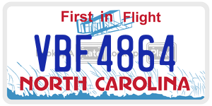 VBF4864  license plate in NC