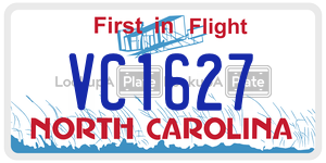 VC1627 license plate in North Carolina