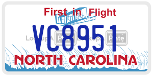 VC8951  license plate in NC