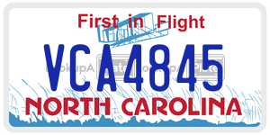 VCA4845 license plate in North Carolina