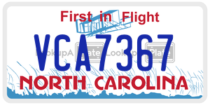 VCA7367 license plate in North Carolina