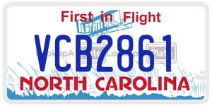 VCB2861 license plate in North Carolina