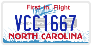 VCC1667 license plate in North Carolina