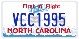 VCC1995 license plate in North Carolina
