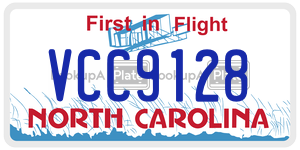 VCC9128 license plate in North Carolina