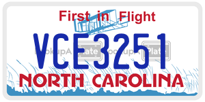 VCE3251  license plate in NC