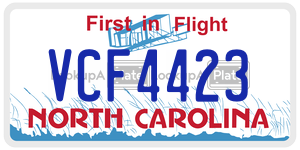 VCF4423  license plate in NC
