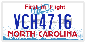 VCH4716 license plate in North Carolina