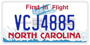 VCJ4885 license plate in North Carolina