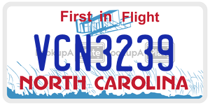 VCN3239  license plate in NC