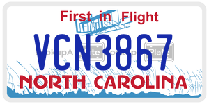 VCN3867 license plate in North Carolina