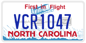 VCR1047 license plate in North Carolina