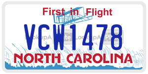 VCW1478  license plate in NC