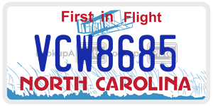 VCW8685 license plate in North Carolina
