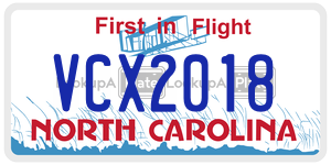 VCX2018 license plate in North Carolina