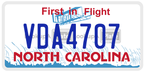 VDA4707  license plate in NC