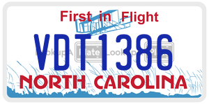 VDT1386 license plate in North Carolina
