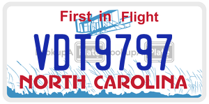 VDT9797 license plate in North Carolina