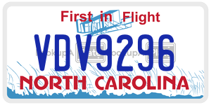 VDV9296 license plate in North Carolina