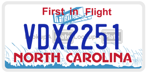 VDX2251 license plate in North Carolina
