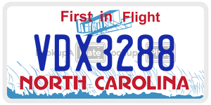 VDX3288 license plate in North Carolina