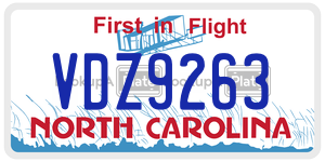 VDZ9263 license plate in North Carolina