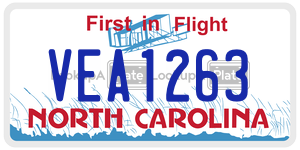 VEA1263 license plate in North Carolina