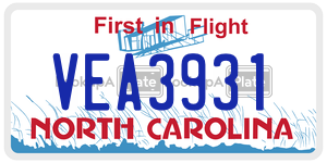 VEA3931 license plate in North Carolina