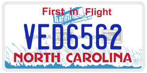 VED6562 license plate in North Carolina