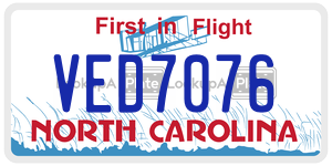 VED7076  license plate in NC