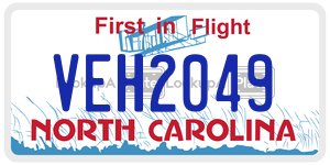 VEH2049 license plate in North Carolina