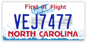 VEJ7477 license plate in North Carolina