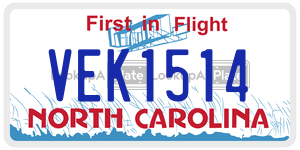 VEK1514  license plate in NC