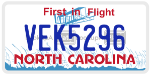 VEK5296  license plate in NC