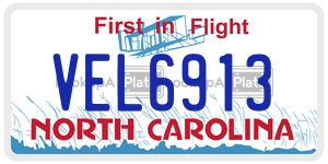 VEL6913 license plate in North Carolina