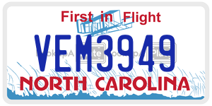 VEM3949 license plate in North Carolina