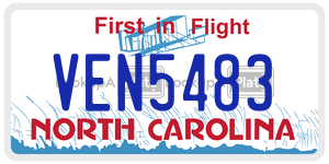VEN5483  license plate in NC