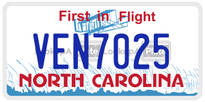 VEN7025  license plate in NC