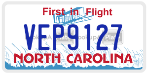 VEP9127 license plate in North Carolina
