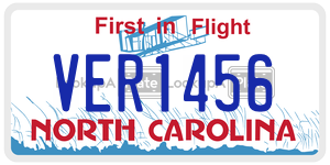 VER1456 license plate in North Carolina