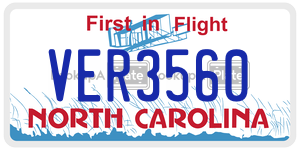 VER3560 license plate in North Carolina