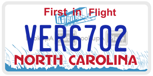 VER6702  license plate in NC