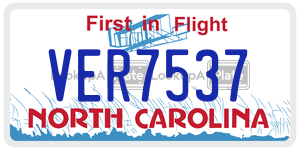 VER7537 license plate in North Carolina