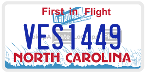 VES1449 license plate in North Carolina
