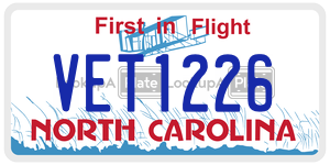 VET1226 license plate in North Carolina